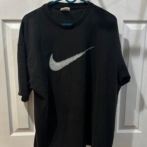 Vintage Nike Black T-Shirt with White Swoosh Logo